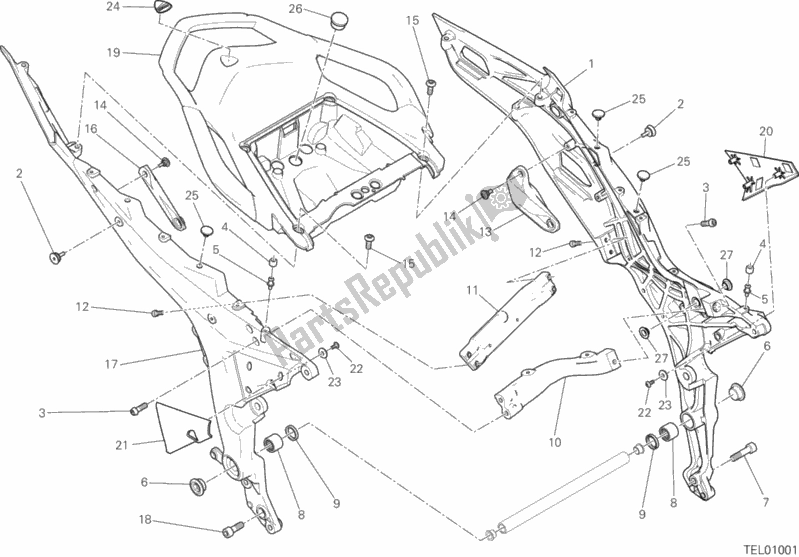 Alle onderdelen voor de Achterframe Comp. Van de Ducati Multistrada 1200 S Thailand 2018